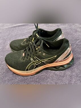 Asics Black Sneakers with Rose Gold and Gold Accents
